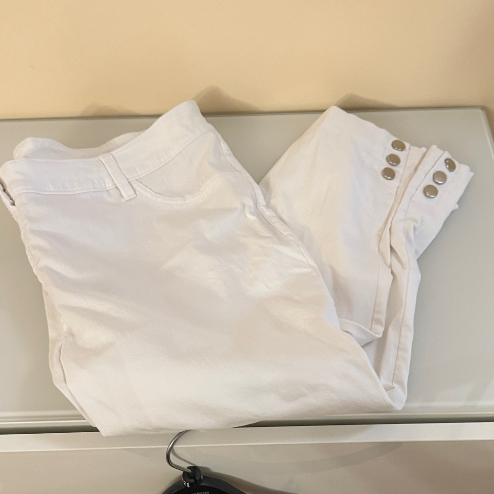 Westbound Cream Pants with Button Accent